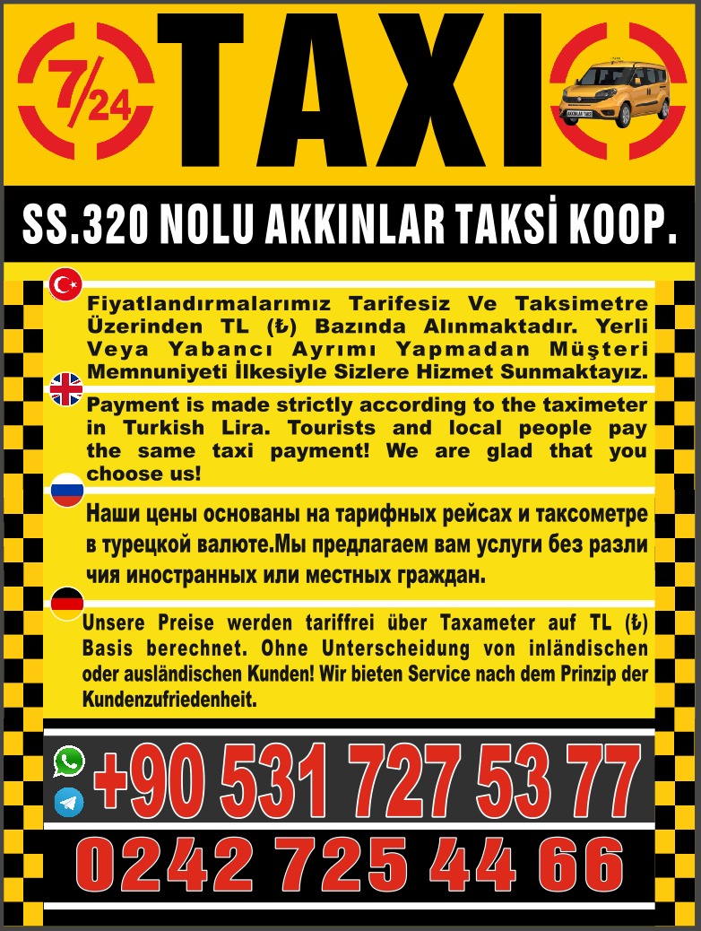 AKKINLAR Belek En Yakın 7/24 Acil Taksi Hizmeti Verenler
